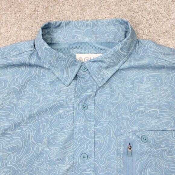 Gillz Shirt Mens Large Blue Geometric Polyester Stretch Fishing Long Sleeve - Picture 7 of 16